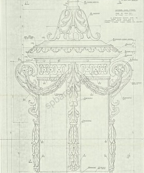 Фонарь лицевого фасада. Общий вид. Спецификация металла. 1993 г. ЦГАНТД СПб. Ф. 488. Оп. 3-17. Д. 7. Л. 5.
                                                    