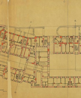 План 4 этажа дома. Нереализованный проект. 1927 г. ЦГАНТД СПб. Ф. 192. Оп. 3-1. Д. 4368. Л. 1.
                                                    