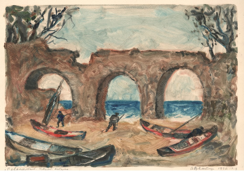 Севастополь. Корабельная сторона. Литография. 1970. ЦГАЛИ СПб