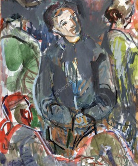 М.С. Гершов. Эвакуируемые. 1941 г. Бумага, смешанная техника. ЦГАЛИ СПб. Ф. 155. Оп. 1. Д. 6. Л. 1.
