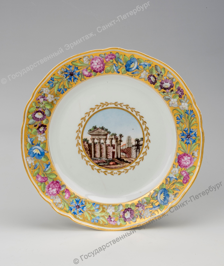 Тарелка мелкая из Кабинетского сервиза. 1796-1801 гг. Государственный Эрмитаж, Санкт-Петербург. ЭРФ-769