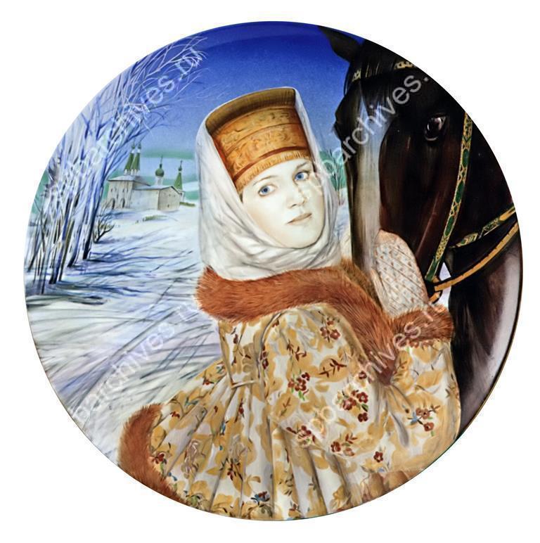 Блюдо «Февраль». 2007 г. Автор росписи Л.П.Петрова. Частное собрание