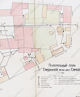 Генеральный план гардинной фабрики им. Самойловой. 1927 г. ЦГА СПб. Ф. 192. Оп. 31. Д. 2703. Л. 15.