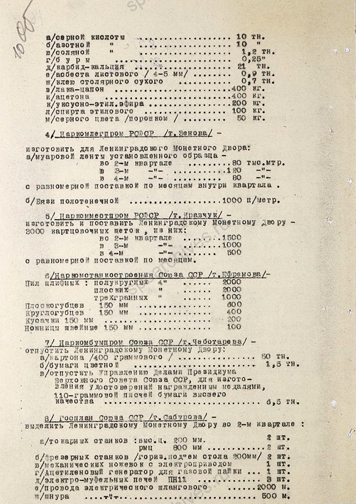 Письмо Ленгорсовета в Президиум Верховного Совета СССР об установлении численности участников обороны города в 1.800.000 человек и необходимости дополнительного выпуска медалей «За оборону Ленинграда». 20 мая 1943 г. ЦГА СПб. Ф. 7384. Оп. 36. Д. 97. Л. 10об