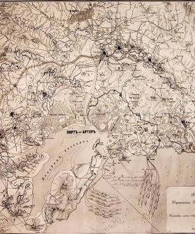 План-карта крепости Порт-Артур (о положении линии обороны к 20 декабря 1904 г.). После 1904 г. Китай, Порт-Артур г. Авторы съемки: Корсаков С. ЦГАКФФД СПб. П-249 сн. 423.