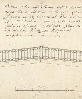 Чертеж подъемного моста через Крюков канал. 1770-е — 1780-е гг. РГИА. Ф. 485. Оп. 2. Д. 617. Л. 1.