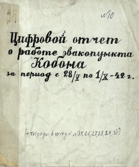 Тетрадь 31 Санитарная часть из Цифрового отчета о работе эвакопункта Кобона за период с 28 мая по 1 октября 1942 г. Музей истории Городской станции скорой медицинской помощи. Л. 0, 2.
                                                                                                                    