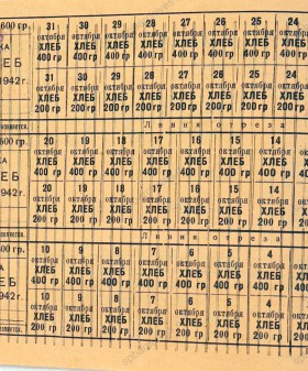 Незаполненные карточки на хлеб на октябрь 1942 г. головного буфета при ст. Череповец. ЧЦХД. Ф. 1079. Оп. 1. Д. 29. Л. 116 об.
                                                            